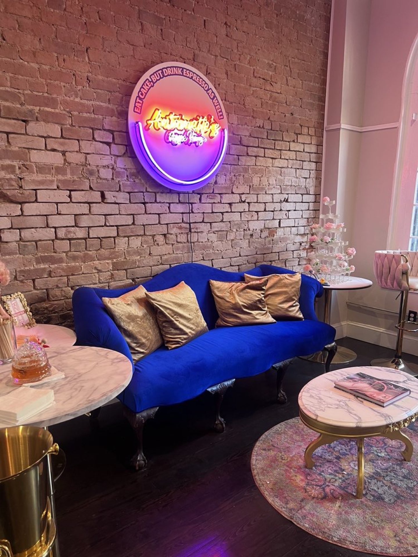 Elegant cafe interior with comfortable seating